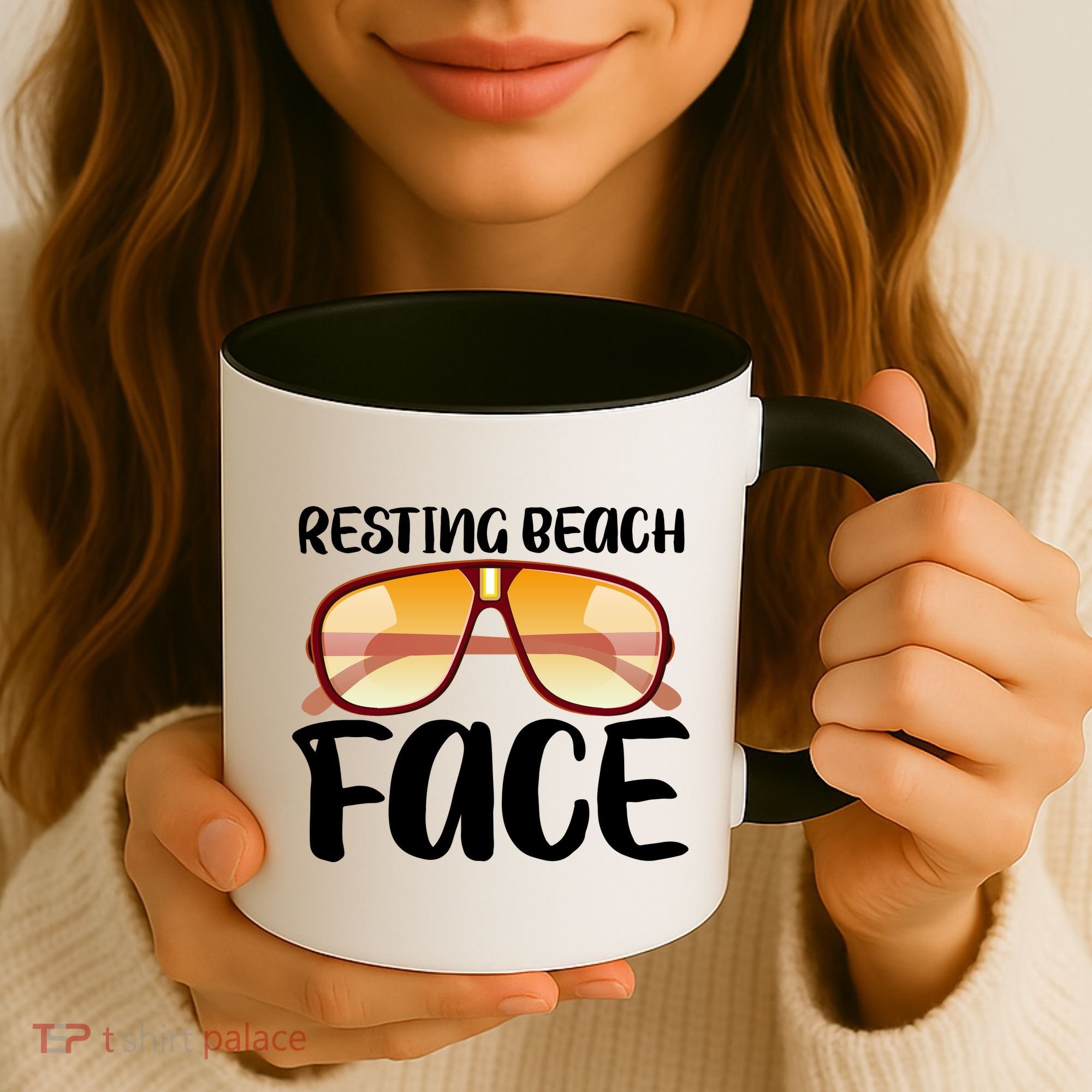 Resting Beach Face Summer Shades Coffee Mug