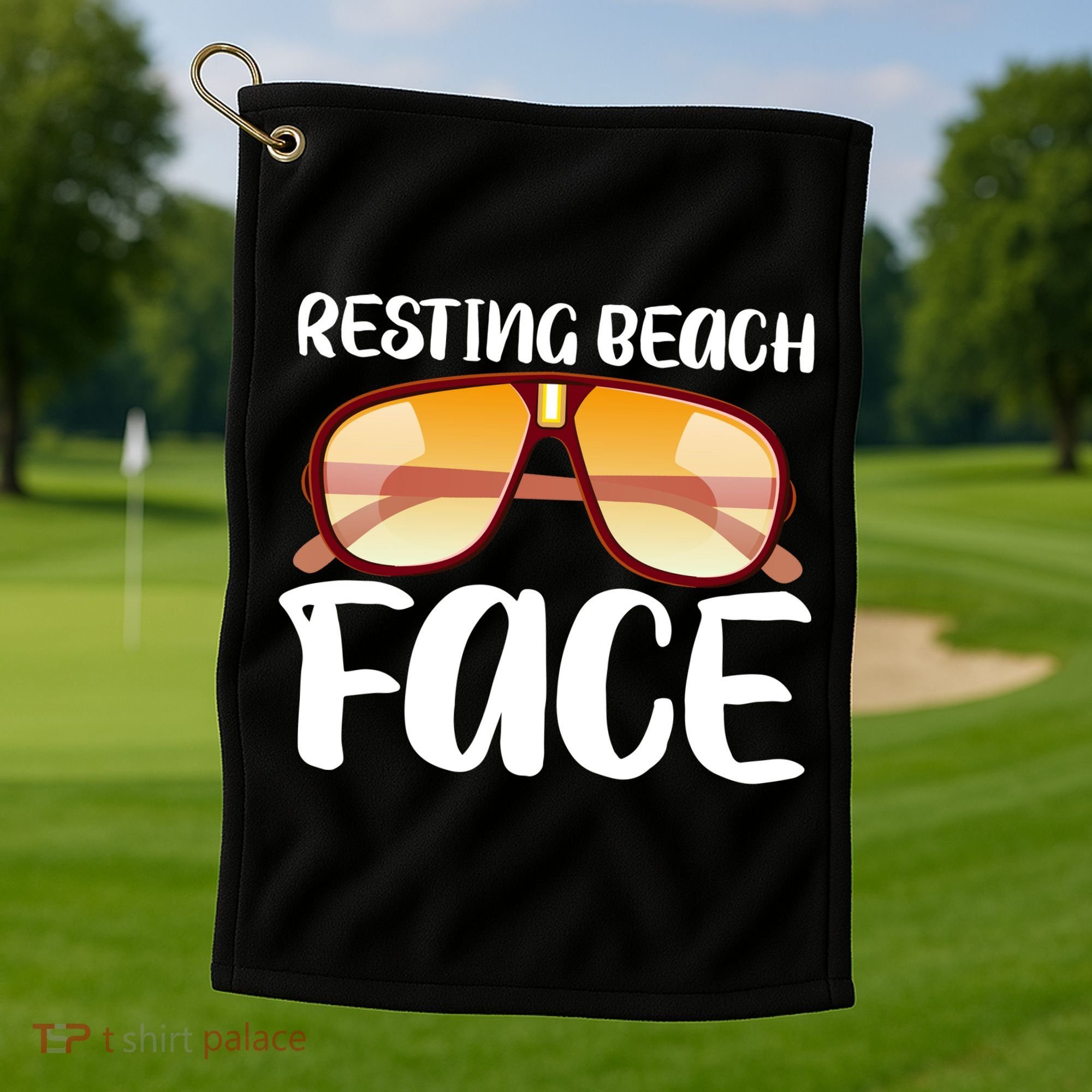 Resting Beach Face Summer Shades Golf Towel