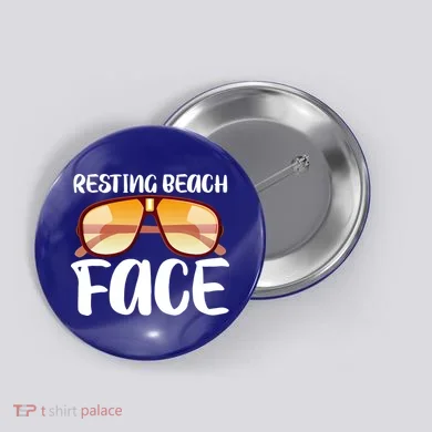 Resting Beach Face Summer Shades Button