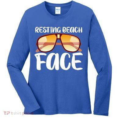 Resting Beach Face Summer Shades Women's Long Sleeve Shirt