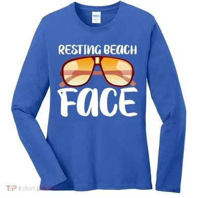 Resting Beach Face Summer Shades Women's Long Sleeve Shirt