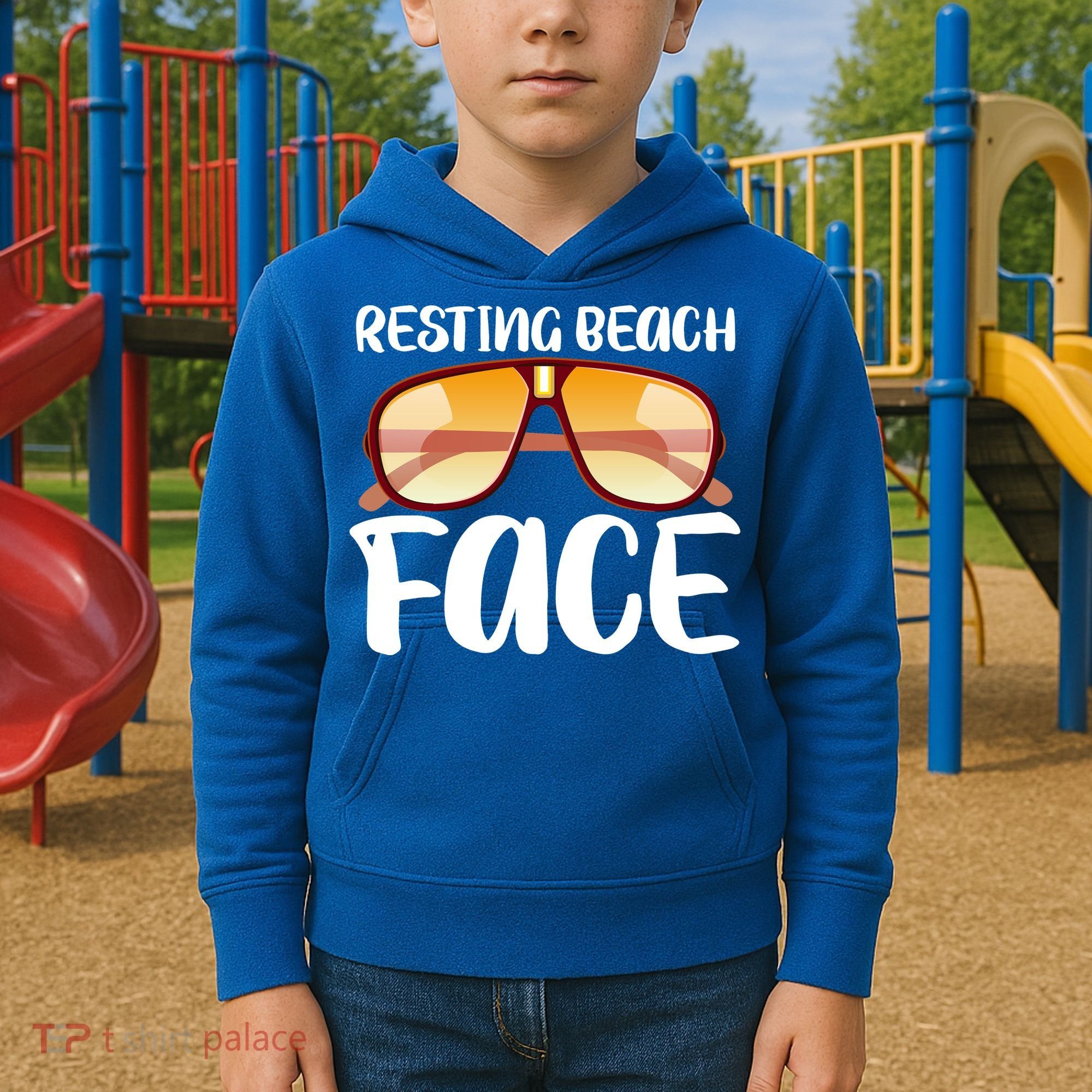 Resting Beach Face Summer Shades Kids Hoodie