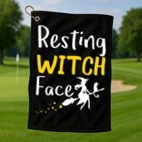 Resting Witch Face Golf Towel thumb 1