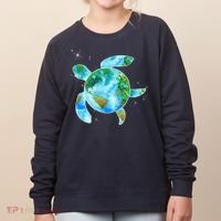 Restore Earth Sea Turtle Art Save The Planet Women's Sweatshirt thumb 0