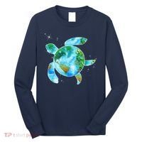 Restore Earth Sea Turtle Art Save The Planet Long Sleeve Shirt thumb 0