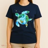 Restore Earth Sea Turtle Art Save The Planet T-Shirt thumb 4