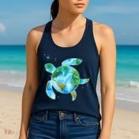 Restore Earth Sea Turtle Art Save The Planet Women's Tank Top thumb 2