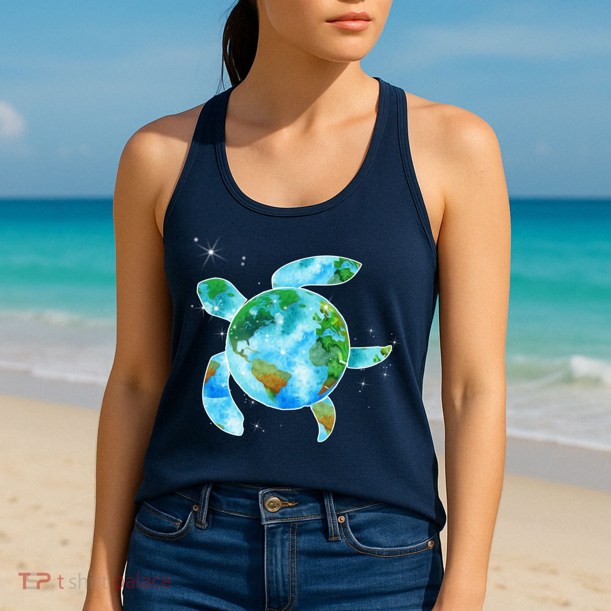 Restore Earth Sea Turtle Art Save The Planet Women's Tank Top