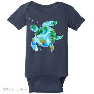 Restore Earth Sea Turtle Art Save The Planet Baby Bodysuit