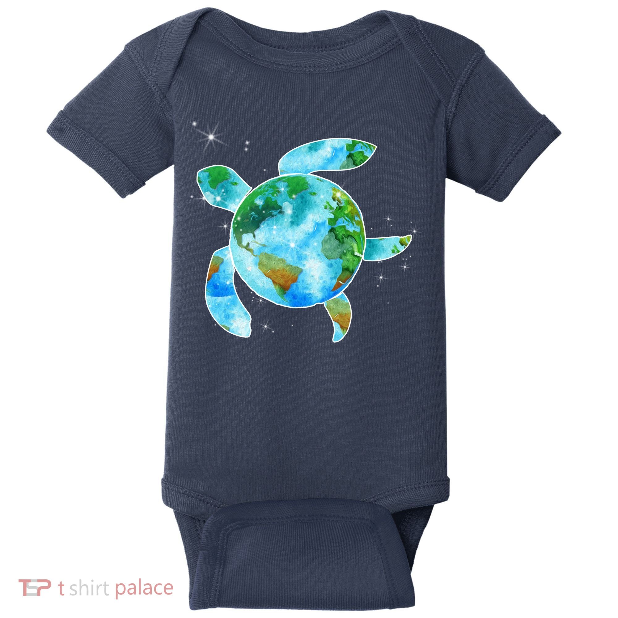 Restore Earth Sea Turtle Art Save The Planet Baby Bodysuit