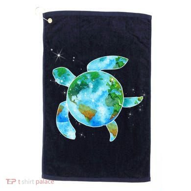 Restore Earth Sea Turtle Art Save The Planet Golf Towel