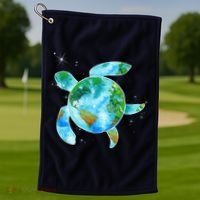 Restore Earth Sea Turtle Art Save The Planet Golf Towel thumb 1
