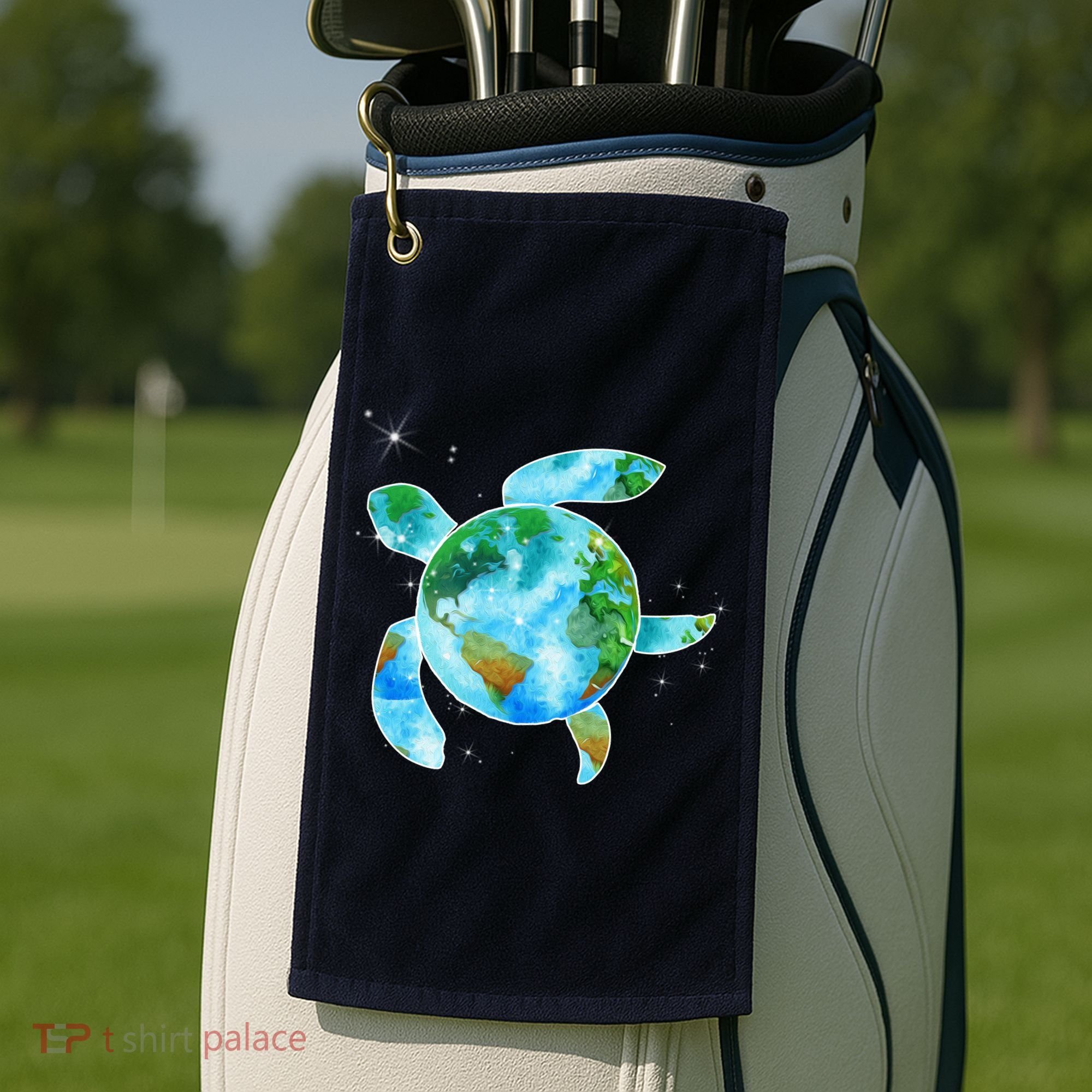 Restore Earth Sea Turtle Art Save The Planet Golf Towel