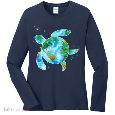 Restore Earth Sea Turtle Art Save The Planet Women's Long Sleeve Shirt