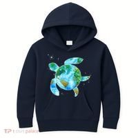 Restore Earth Sea Turtle Art Save The Planet Kids Hoodie thumb 0