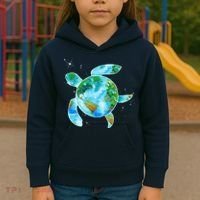 Restore Earth Sea Turtle Art Save The Planet Kids Hoodie thumb 3