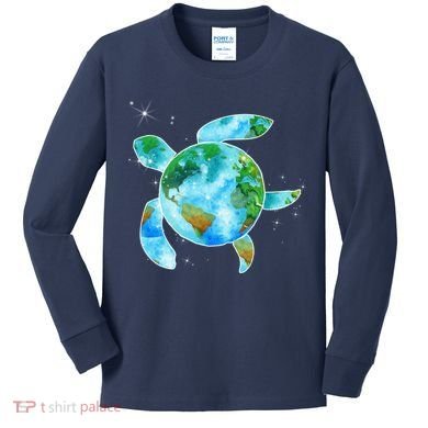 Restore Earth Sea Turtle Art Save The Planet Kids Long Sleeve Shirt