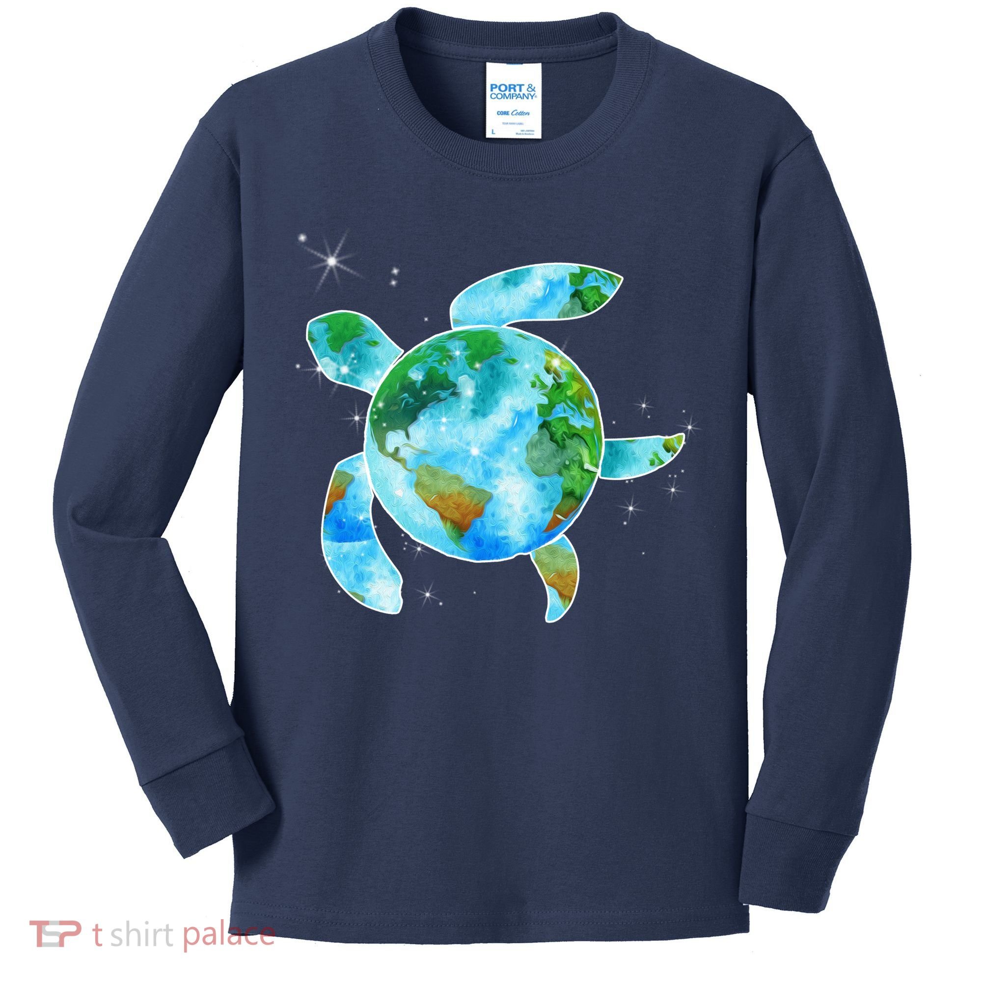 Restore Earth Sea Turtle Art Save The Planet Kids Long Sleeve Shirt