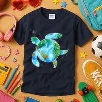 Restore Earth Sea Turtle Art Save The Planet Kids T-Shirt thumb 3