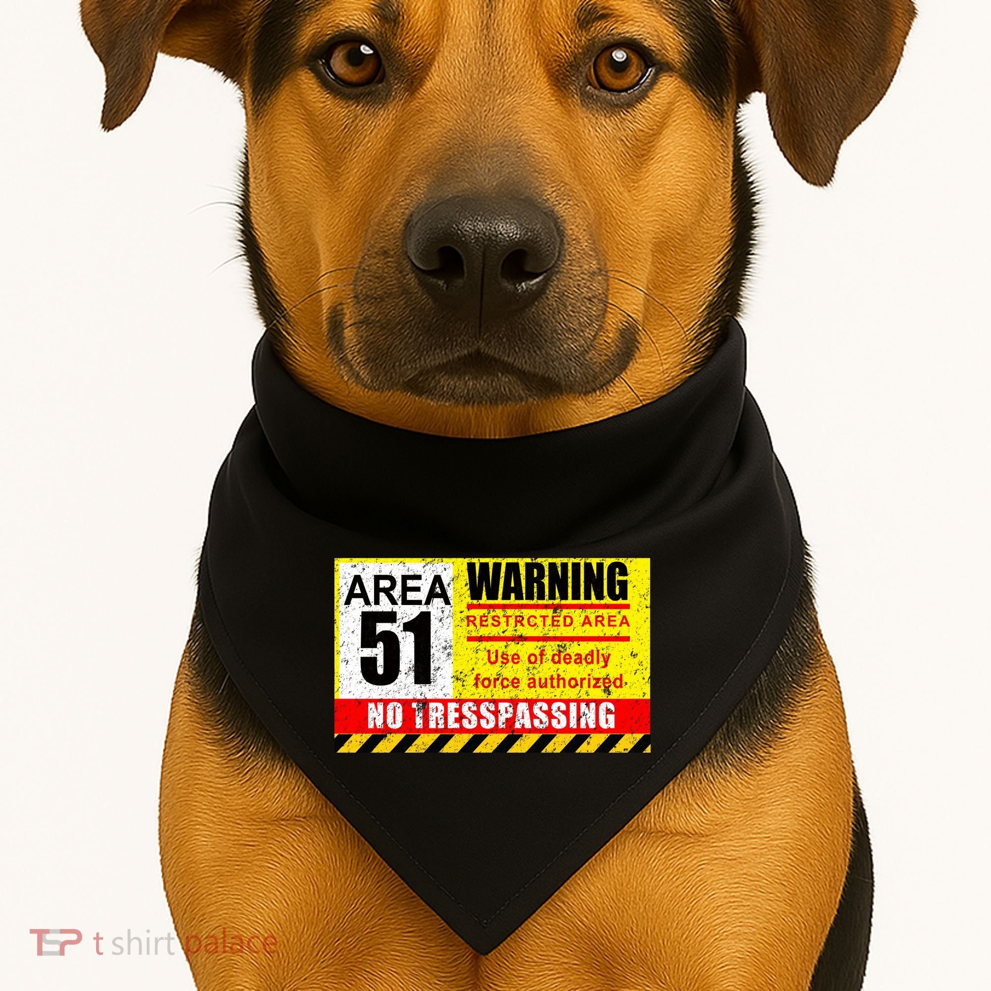 Restricted Area 51 No Trespassing Funny USA-Made Doggie Bandana