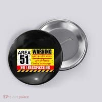Restricted Area 51 No Trespassing Funny Button thumb 0