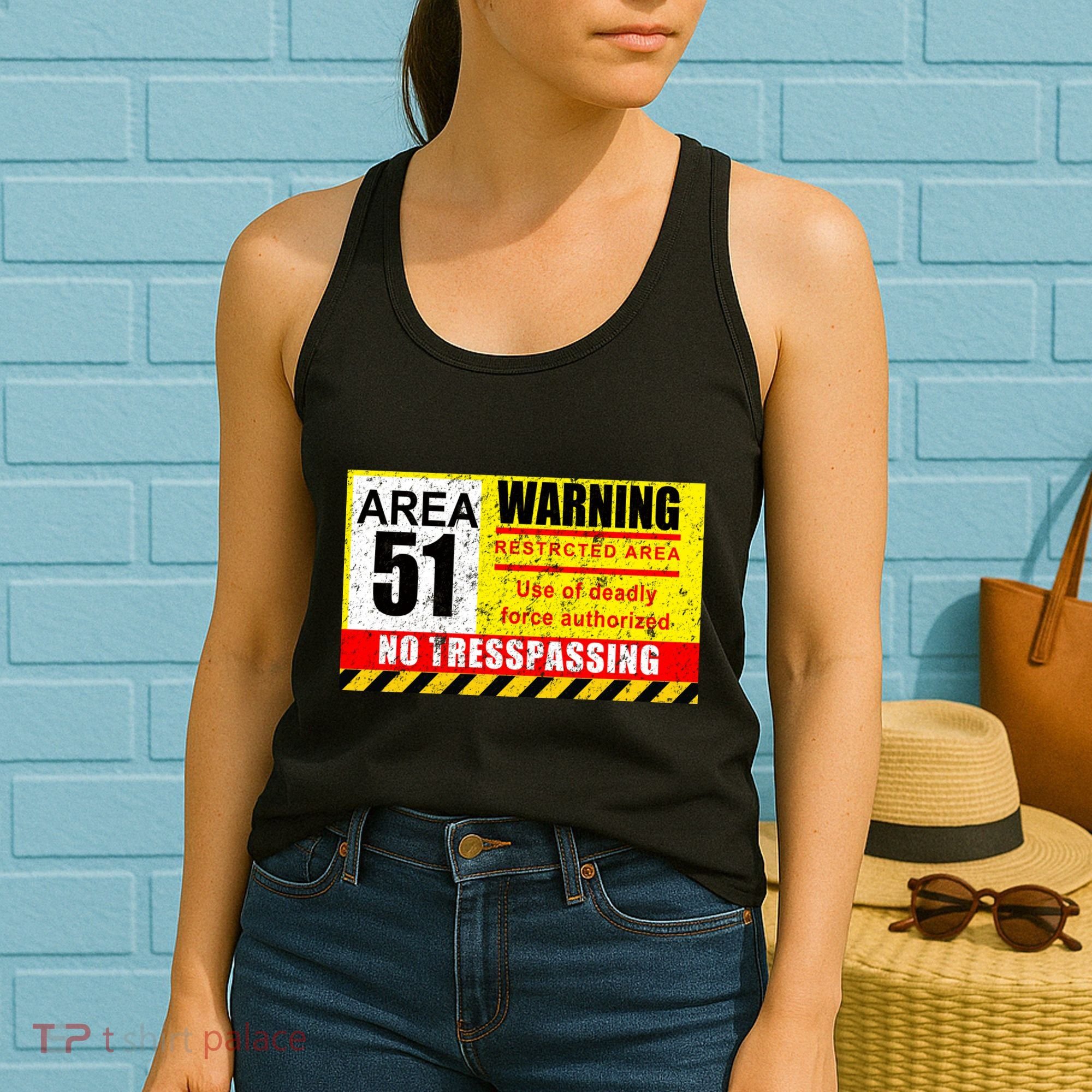 Restricted Area 51 No Trespassing Funny Women's Tank Top