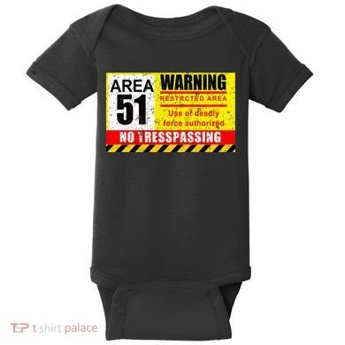 Restricted Area 51 No Trespassing Funny Baby Bodysuit