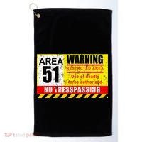 Restricted Area 51 No Trespassing Funny Golf Towel thumb 0