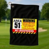Restricted Area 51 No Trespassing Funny Golf Towel thumb 1