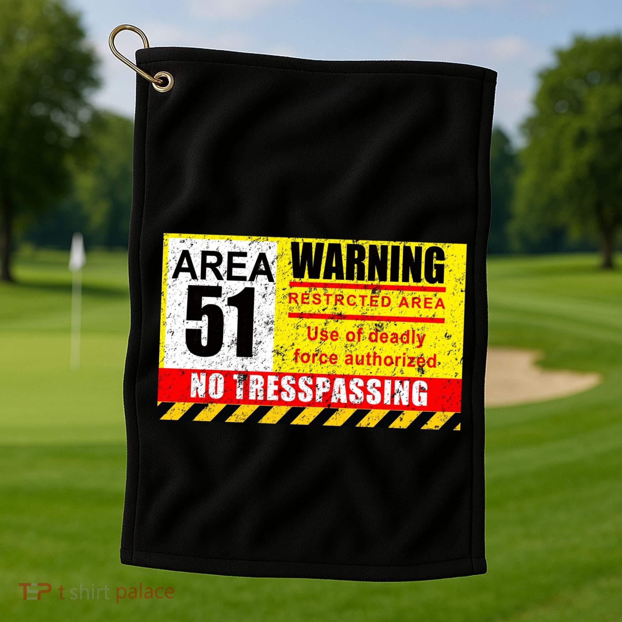 Restricted Area 51 No Trespassing Funny Golf Towel