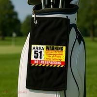 Restricted Area 51 No Trespassing Funny Golf Towel thumb 2