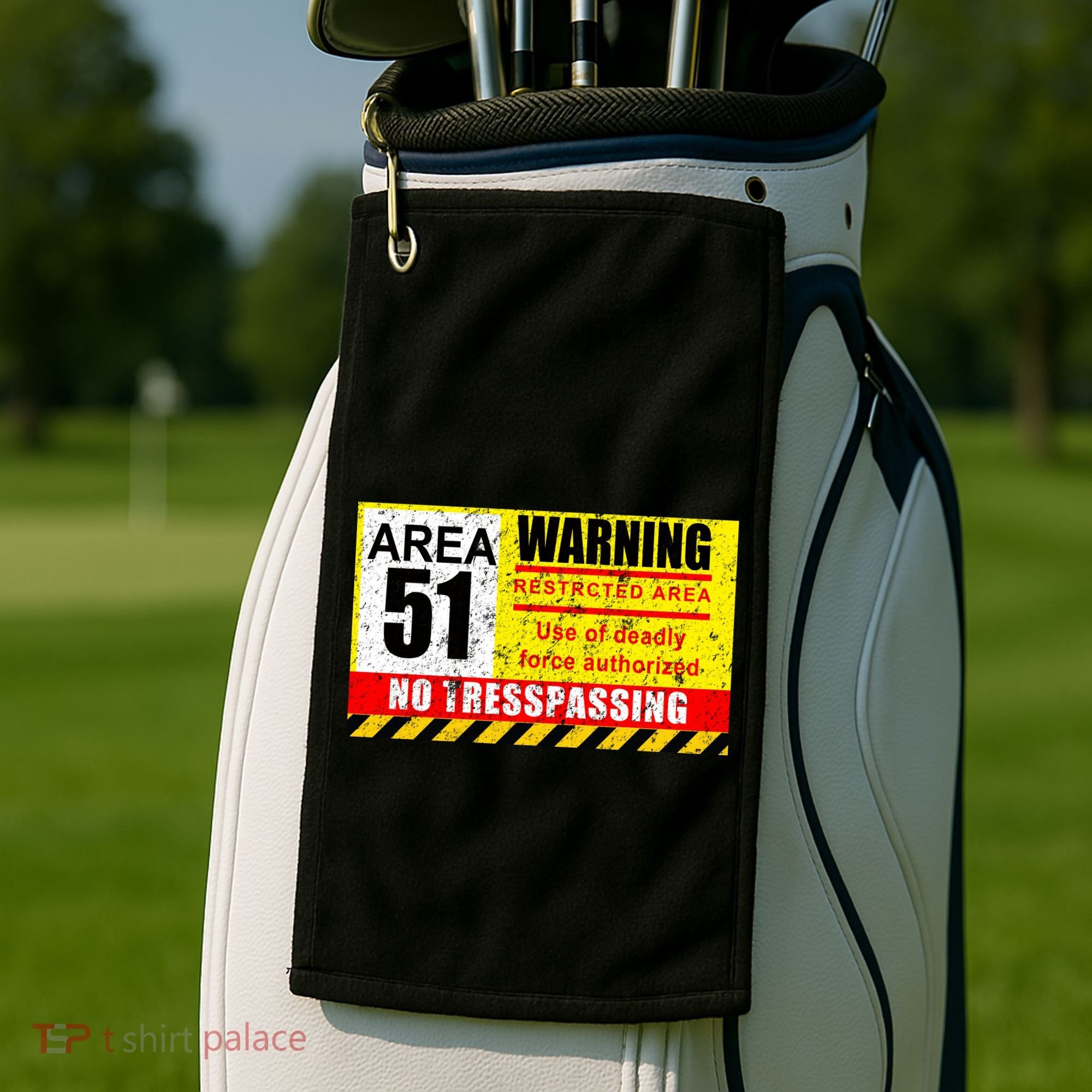 Restricted Area 51 No Trespassing Funny Golf Towel