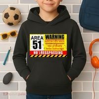 Restricted Area 51 No Trespassing Funny Kids Hoodie thumb 2