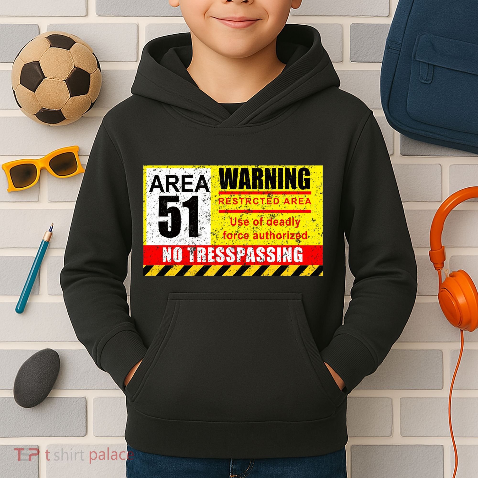 Restricted Area 51 No Trespassing Funny Kids Hoodie