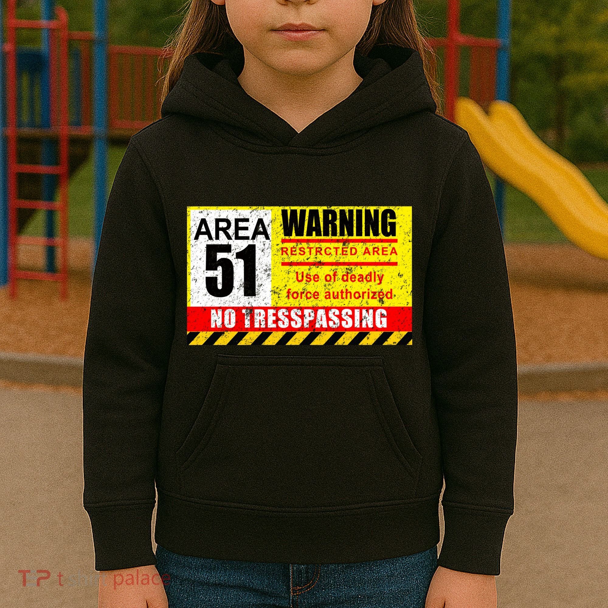 Restricted Area 51 No Trespassing Funny Kids Hoodie