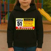 Restricted Area 51 No Trespassing Funny Kids Hoodie thumb 3
