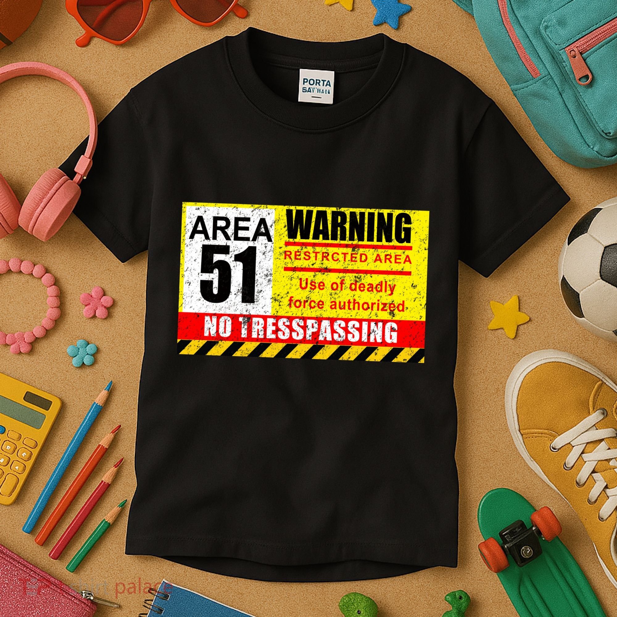 Restricted Area 51 No Trespassing Funny Kids T-Shirt