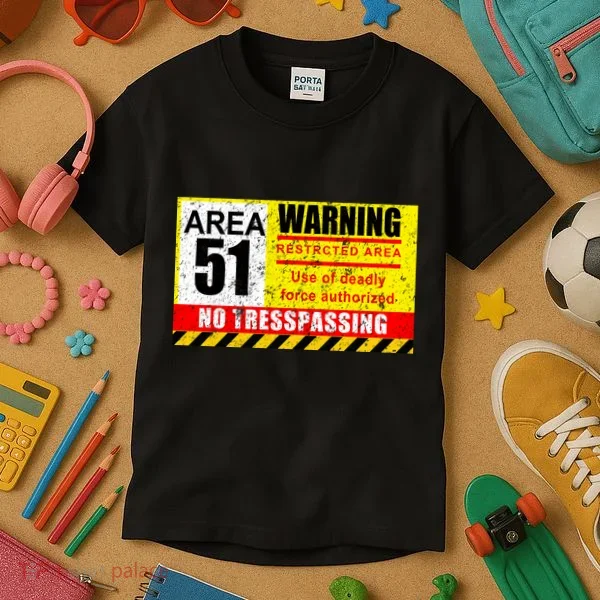 Restricted Area 51 No Trespassing Funny Kids T-Shirt