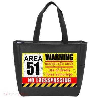 Restricted Area 51 No Trespassing Funny Tote Bag
