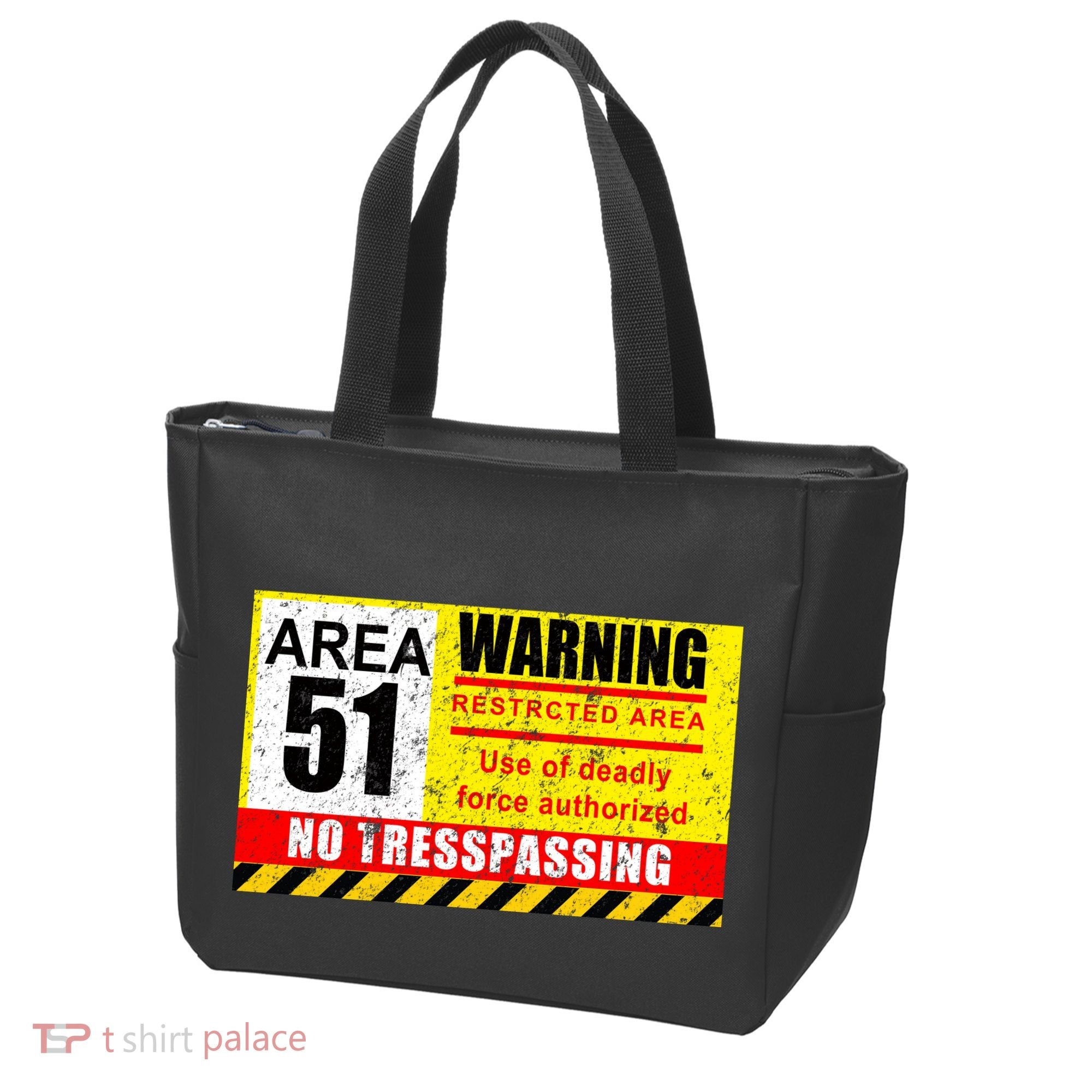 Restricted Area 51 No Trespassing Funny Tote Bag