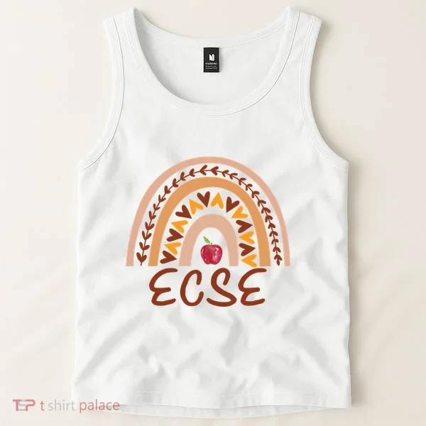 Rainbow Ecse Team Back To School Appreciation Fall Tank Top