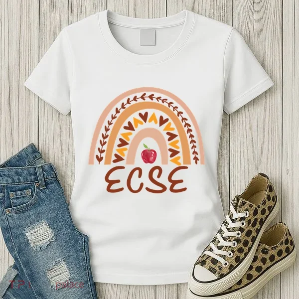 Rainbow Ecse Team Back To School Appreciation Fall Women's T-Shirt
