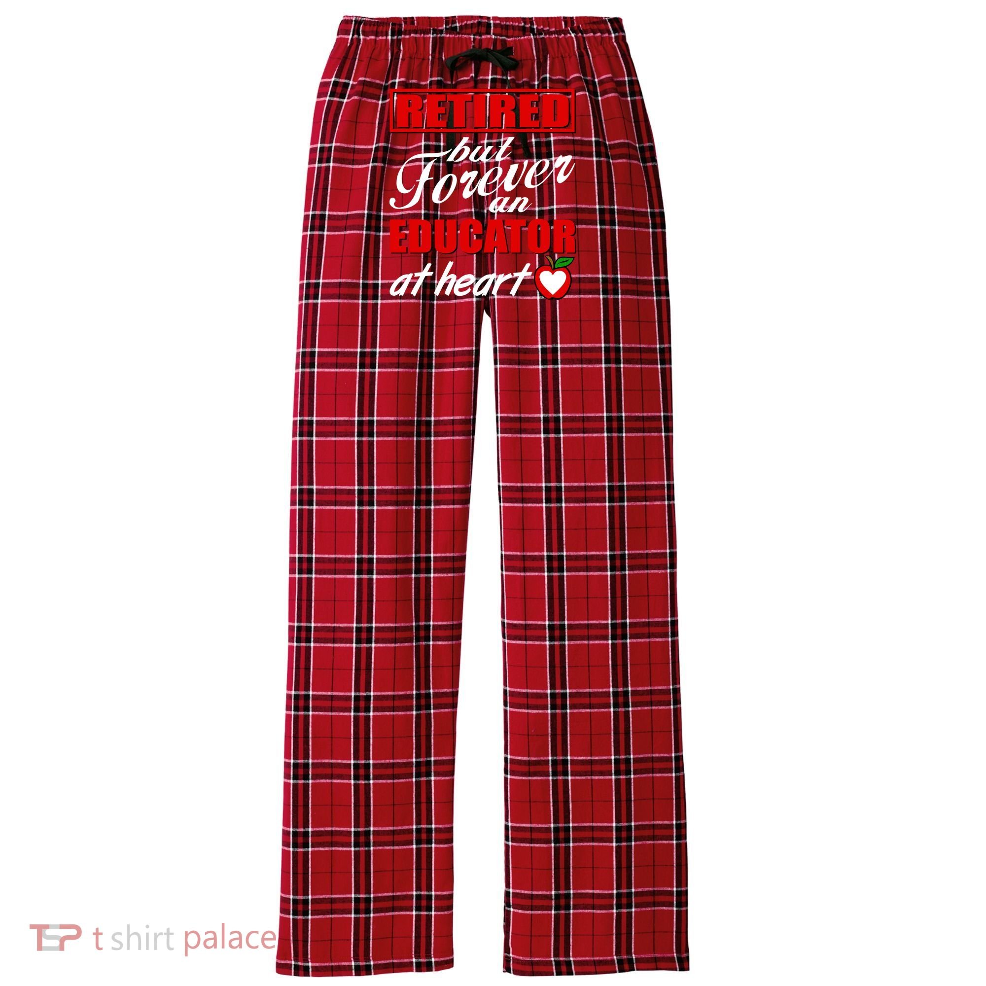 Retired But Forever An Educator At Heart Women's Flannel Plaid Pajama Pants