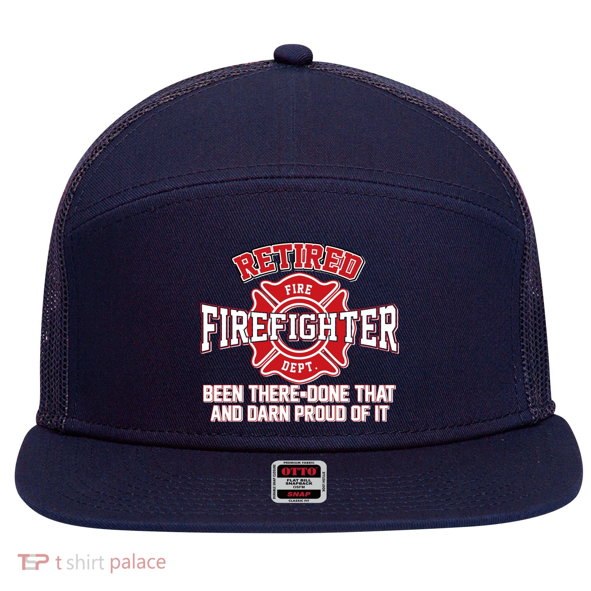 Retired Firefighter Been There Done That 7 Panel Mesh Trucker Snapback Hat
