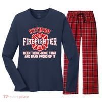 Retired Firefighter Been There Done That Women's Long Sleeve Flannel Pajama Set  thumb 0