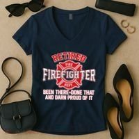 Retired Firefighter Been There Done That Women's V-Neck T-Shirt thumb 2