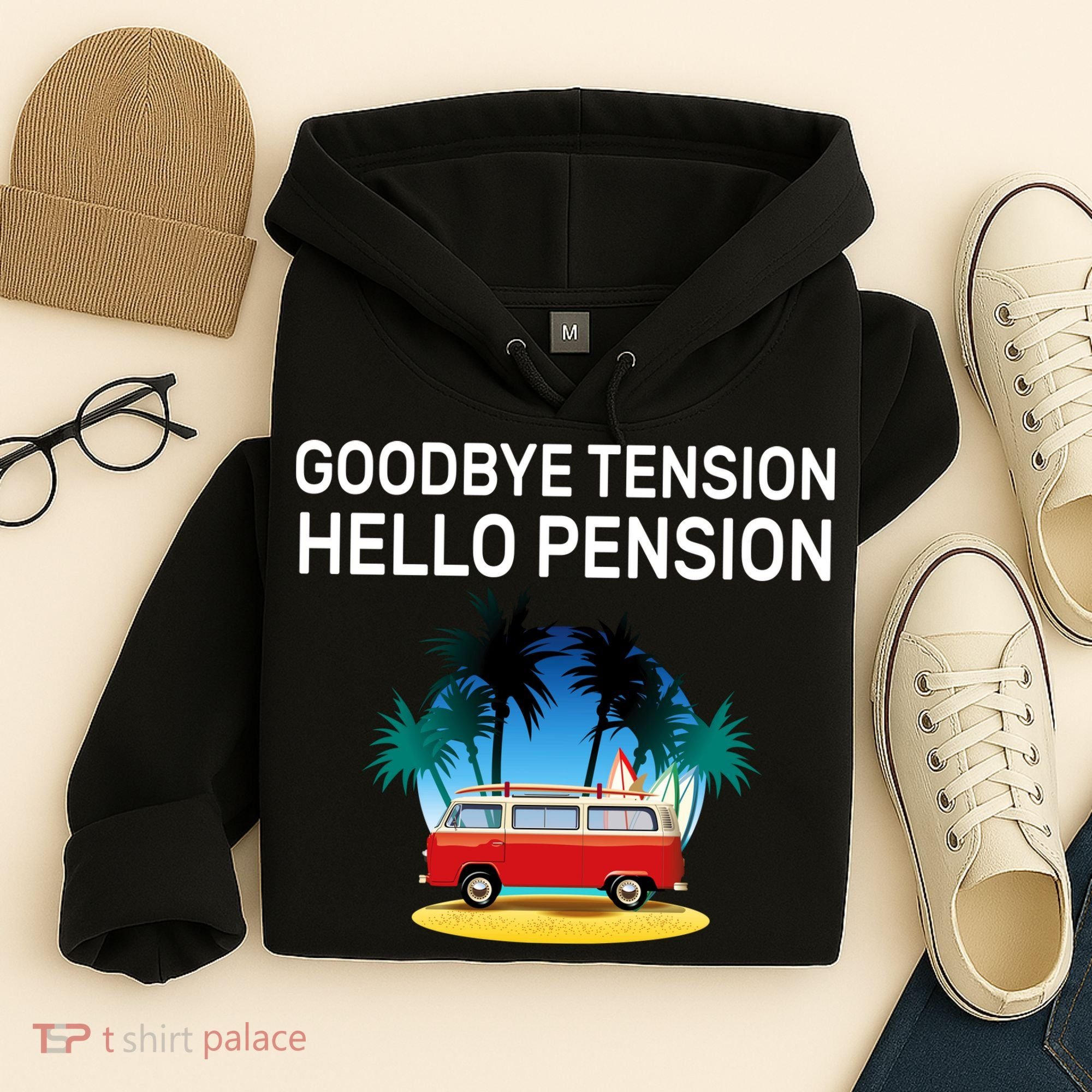 Retired Goodbye Tension Hello Pension Vacation Hoodie