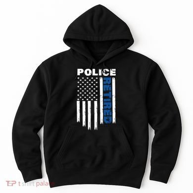 Retired Police Blue Flag Hoodie