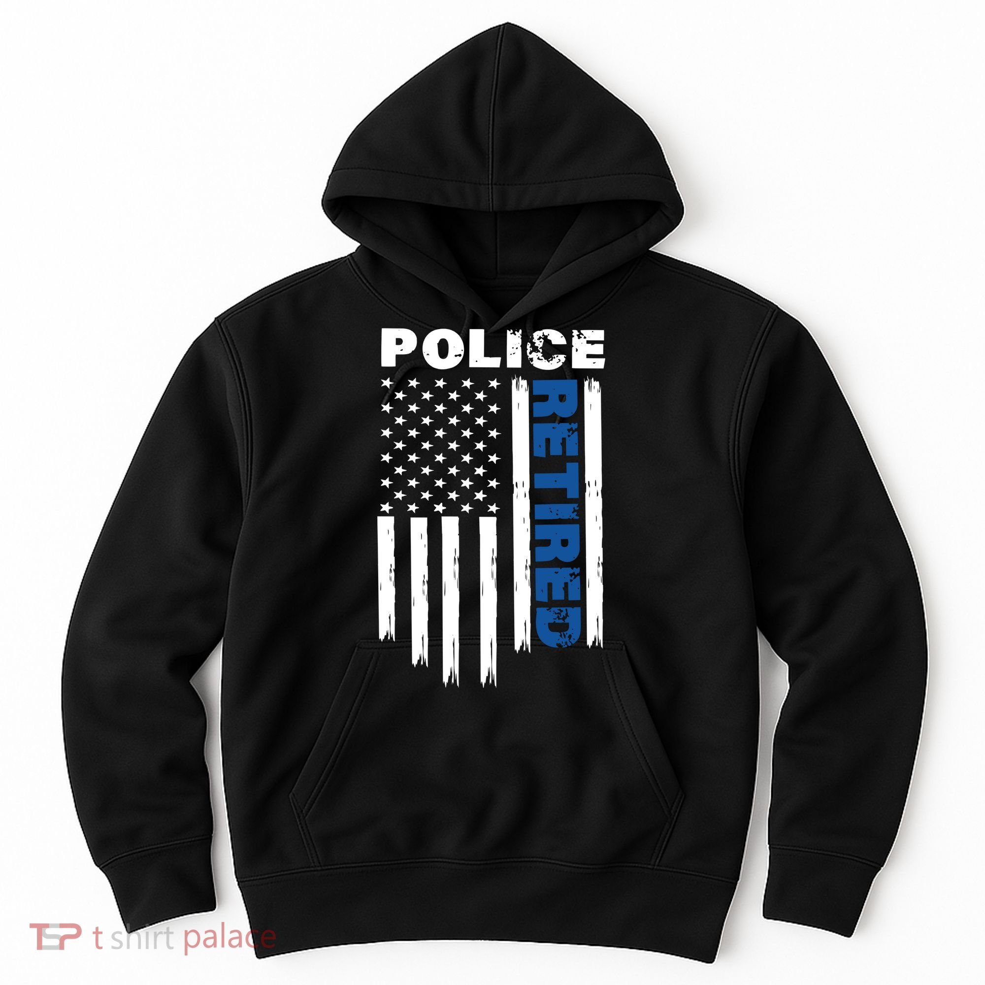 Retired Police Blue Flag Hoodie