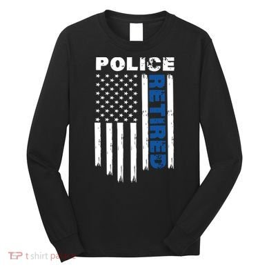 Retired Police Blue Flag Long Sleeve Shirt